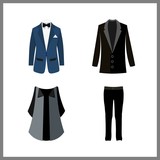 suit icon. blue costume and trousers vector icons in suit set. Use this illustration for suit works.