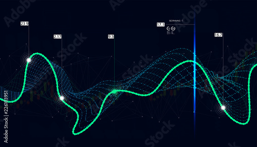 Big data algorithms, Quantum computing, data visualization technologies, deep learning artificial intelligence, signal cryptography infographic vector illustrations. Big data algorithms. Futuristic 