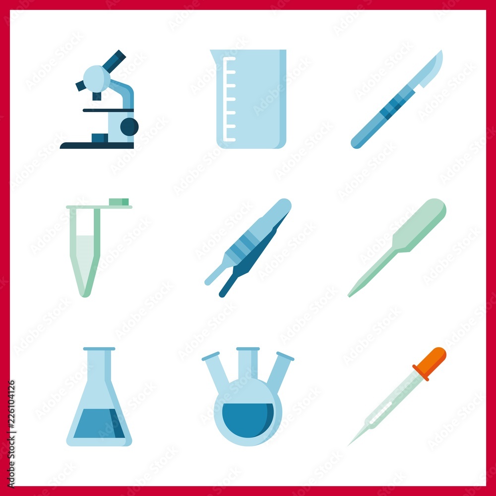 9 medicine icon. Vector illustration medicine set. beaker and microscope icons for medicine works 9 medicine icon. Vector illustration medicine set. beaker and microscope icons for medicine works