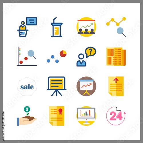 16 management icon. Vector illustration management set. printed and repayment icons for management works