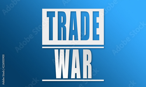 Trade War - neat white text written on blue background