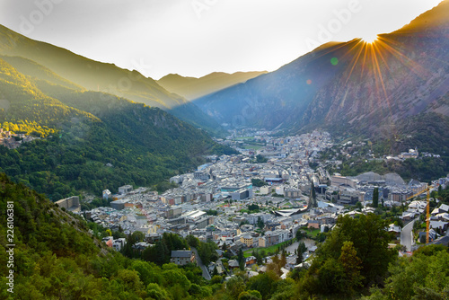 Cityscape in Summer of Andorra La Vella, Andorra.