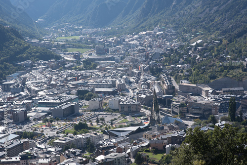 Cityscape in Summer of Andorra La Vella, Andorra.