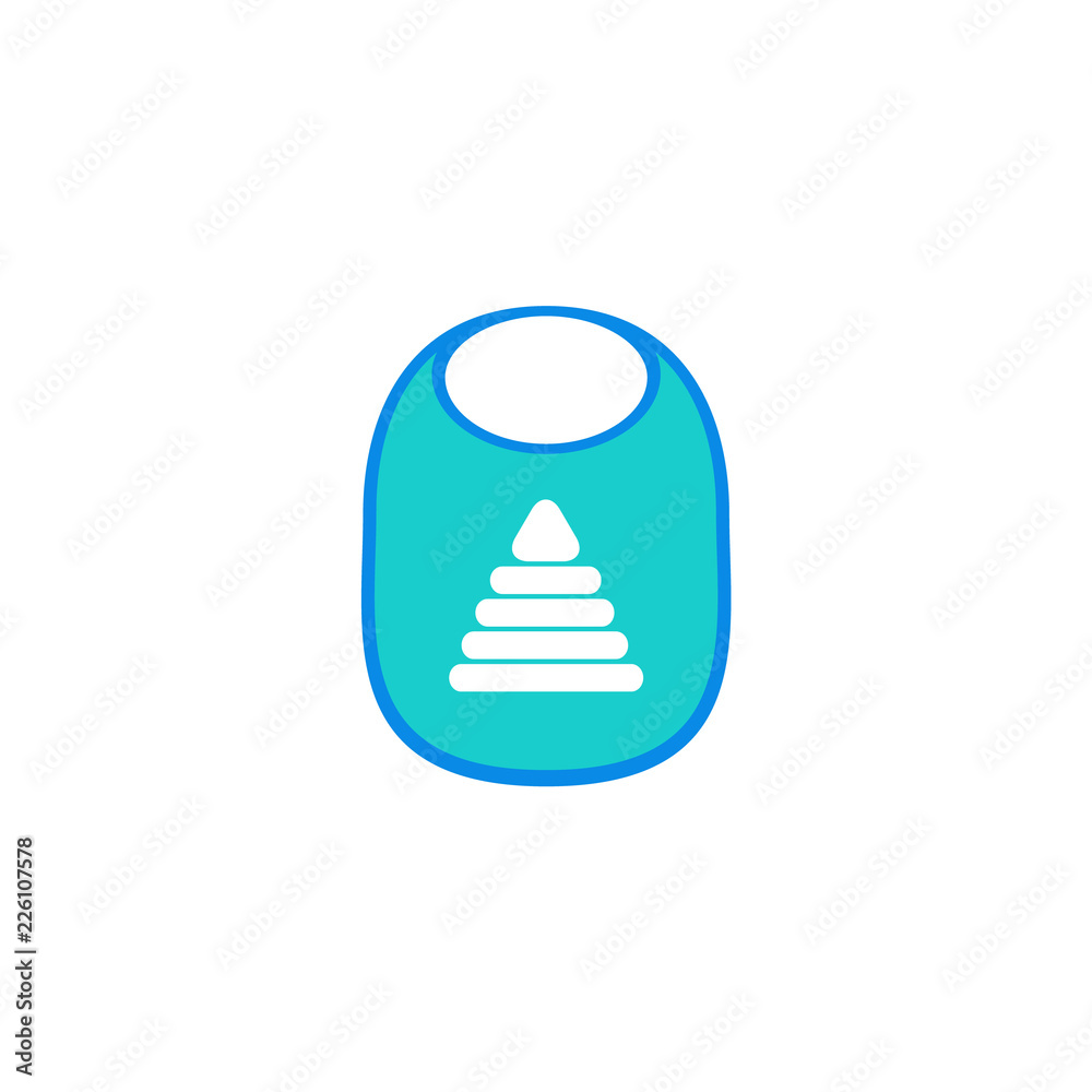 Bib baby icon. Vector. Kids dickey isolated on white background in flat design. Cartoon illustration. Bib baby icon. Vector. Kids dickey isolated on white background in flat design. Cartoon illustration.