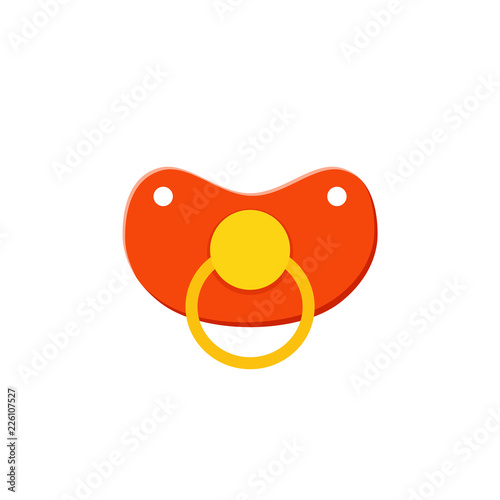 Nipple, pacifier. Vector. Kids dummy baby icon isolated on white background in flat design. Cartoon illustration.