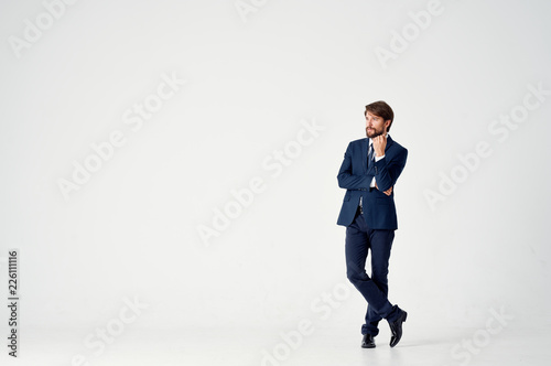business man in a suit on an isolated background a place free