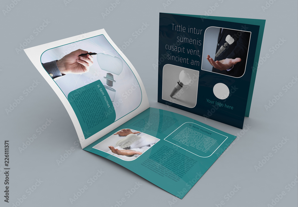 Blue and Teal Square Brochure Layout Stock Template | Adobe Stock