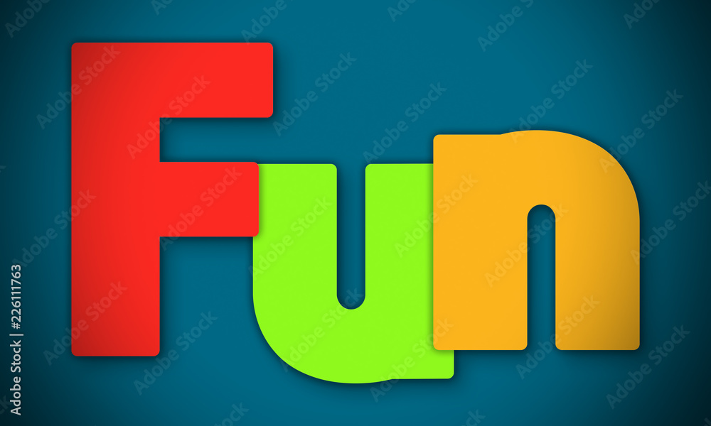 Obraz premium Fun - overlapping multicolor letters written on blue background