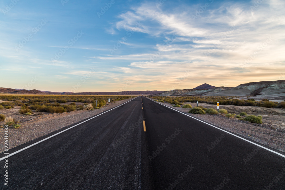 Endless straight road, Death Valley, California. Endless straight road, Death Valley, California.