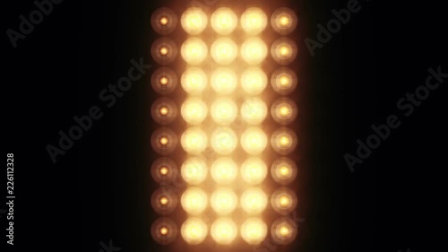 Animation of flashing light bulbs on led wall or projectors for stage lights. Animation of seamless loop.
