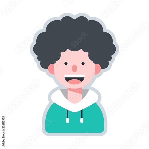Avatar curly hair flat illustration