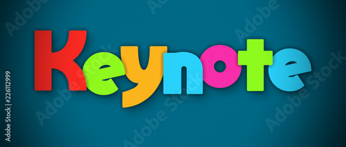 Keynote - overlapping multicolor letters written on blue background