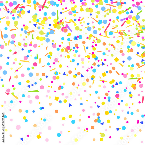 Wallpaper Mural Multicolored confetti on isolated white. Geometric festive background with glitters. Colored pattern for design. Print for flyers, posters, banners and textiles. Greeting cards. Holiday bright texture Torontodigital.ca