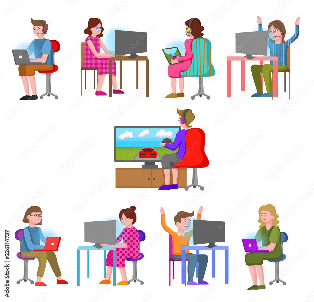 Team of teenagers playing video games and participating in a cybersport tournament. Team of teenagers playing video games and participating in a cybersport tournament.