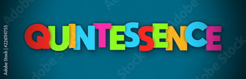 Photos Quintessence - overlapping multicolor letters written on blue background