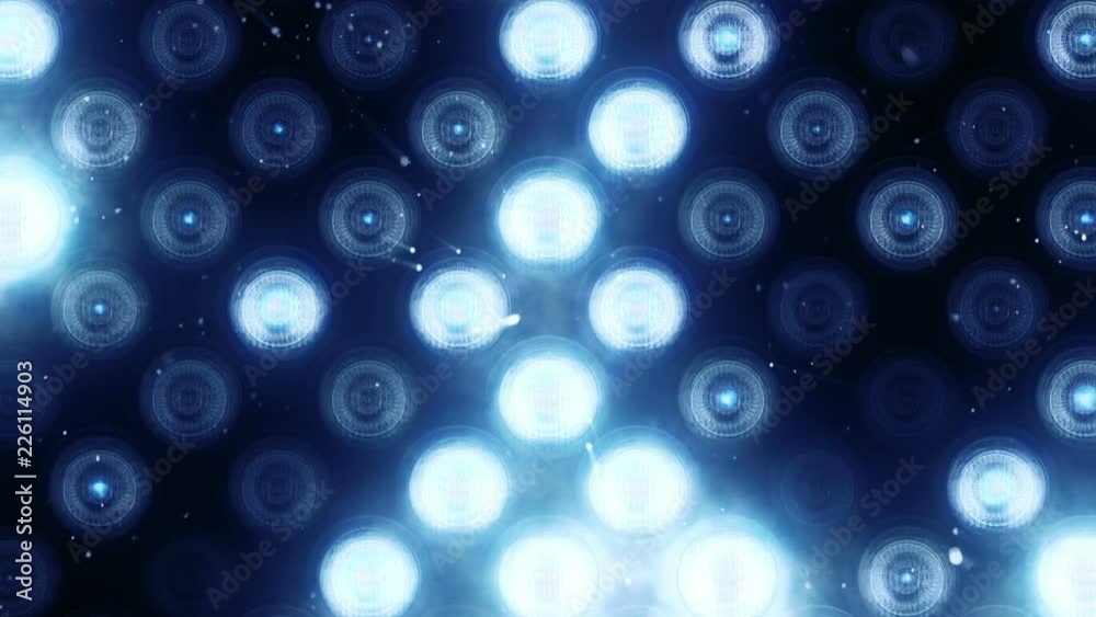 Animation of flashing light bulbs on led wall or projectors for stage lights. Animation of seamless loop.