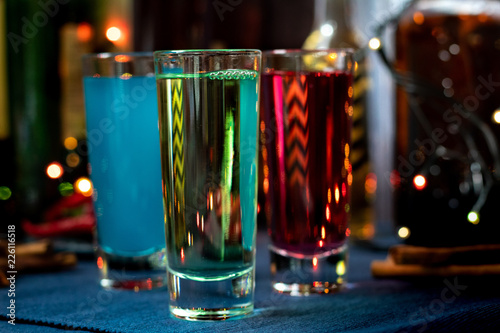 colorful cocktails shots, Christmas