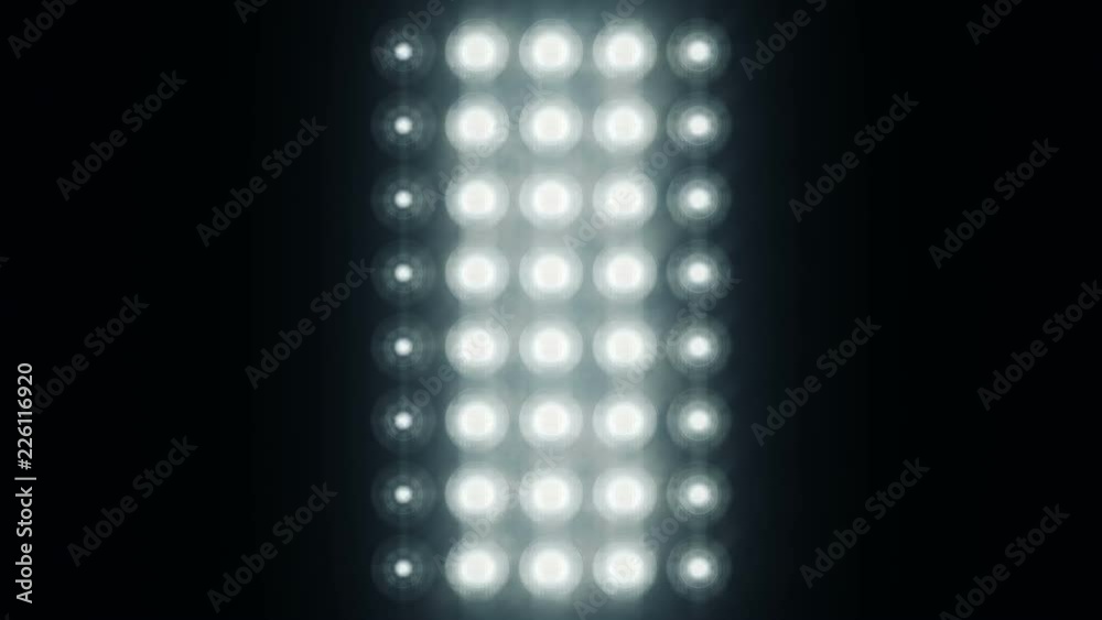 Animation of flashing light bulbs on led wall or projectors for stage lights. Animation of seamless loop.
