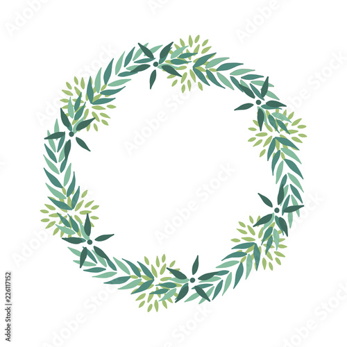 Frame of green plants and flowers. Place for your text. Vector illustration.