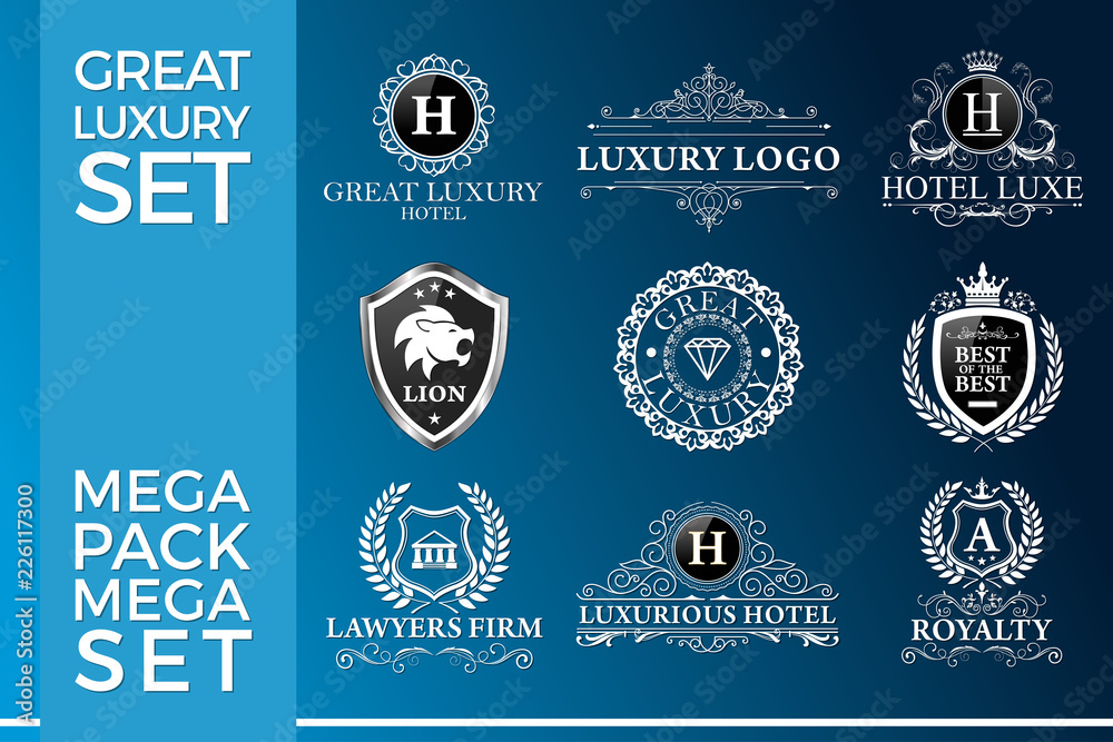 Great Luxury Set, Royal and Elegant Logo Template Vector Design Eps 10 Great Luxury Set, Royal and Elegant Logo Template Vector Design Eps 10