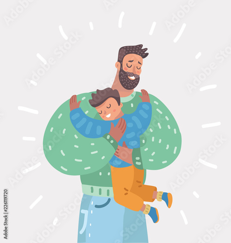 Father holding his son at the hands. Fatherhood