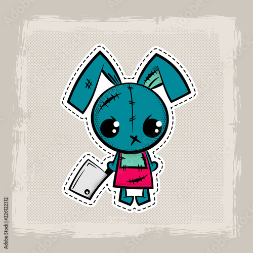 Halloween stitch bunny, rabbit zombie voodoo doll