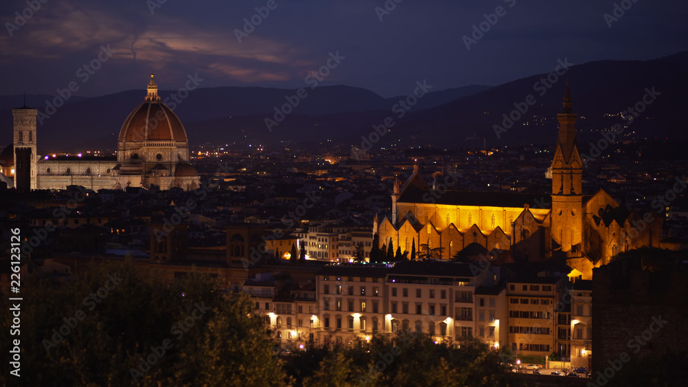Night cityscape of Florence with Cathedral Santa Maria del Fiore in view