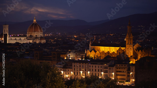 Night cityscape of Florence with Cathedral Santa Maria del Fiore in view