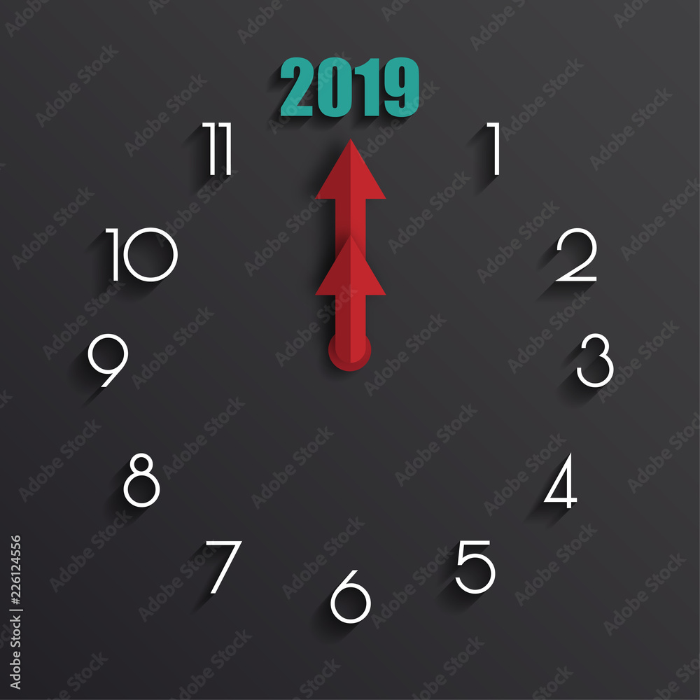 Happy new 2019 year. Greetings card. Colorful design. Vector illustration.