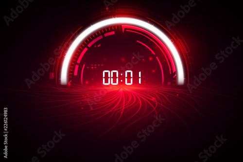 Abstract Futuristic Technology Background with Digital number timer concept and countdown, vector transparent