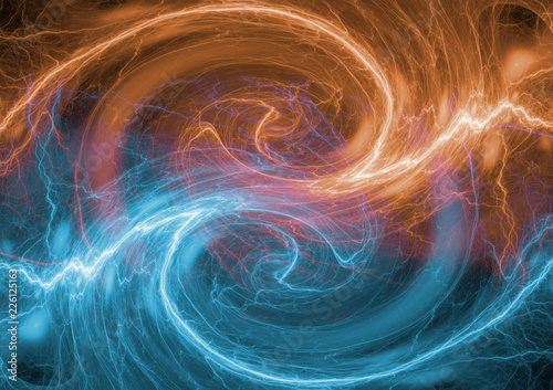 Fire and ice swirling plasma, abstract electrical background