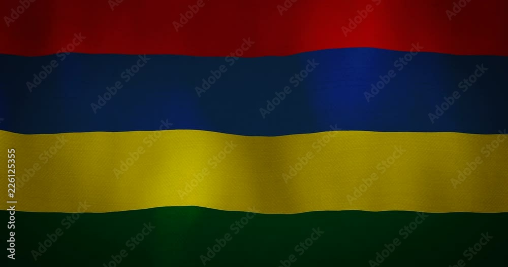 Mauritius flag fabric texture waving in the wind. Mauritius flag fabric texture waving in the wind.