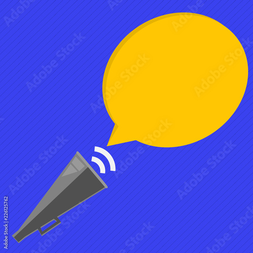 Flat design business Vector Illustration Empty copy space for Ad website promotion esp isolated Banner template. Piped Megaphone with Sound Effect icon and Blank Halftone Speech Bubble