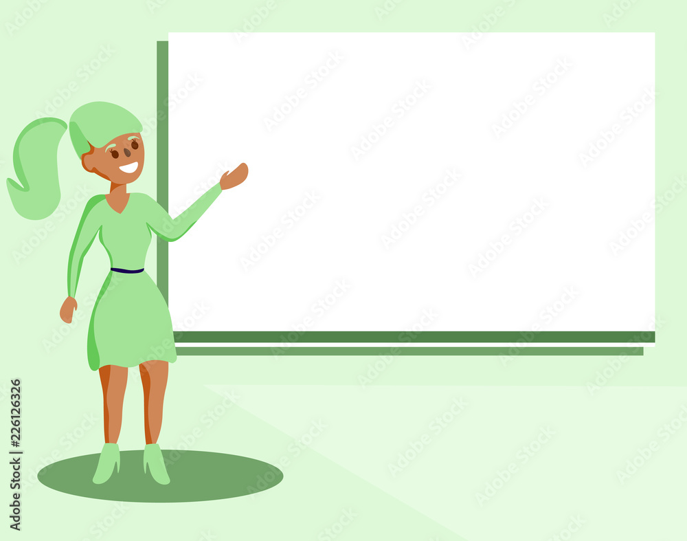 Flat design business Vector Illustration Empty template esp isolated Minimalist graphic layout template for advertising. Woman Standing Talking Hand Presenting Audio Visual Blank Projector Screen Flat design business Vector Illustration Empty template esp isolated Minimalist graphic layout template for advertising. Woman Standing Talking Hand Presenting Audio Visual Blank Projector Screen