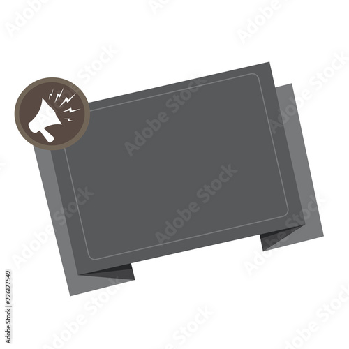 Flat design business Vector Illustration concept template copy space text for Ad website esp isolated 3d isometric. Megaphone Shouting Broadcasting in a circle and Tilting Blank Folded Strip