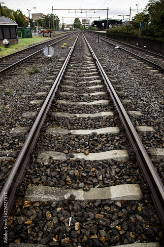 Train tracks in a station