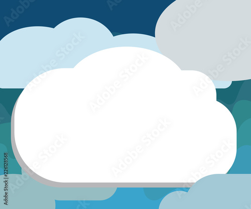 Flat design business Vector Illustration Empty copy space for Ad website promotion esp isolated Banner template. Blank Halftone Cloud Shape Empty Puff Bubble No Tail for Text space