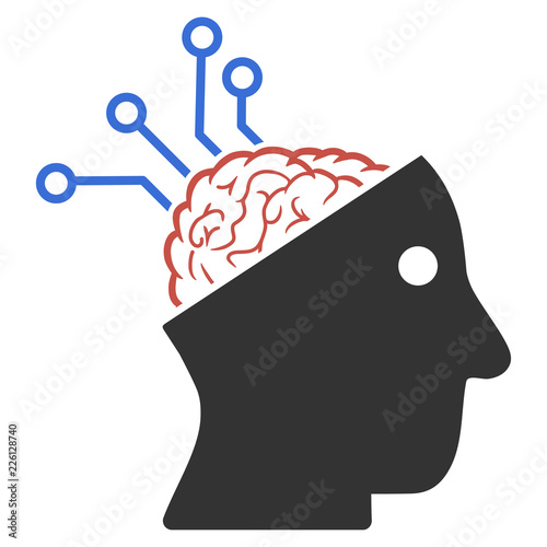 Vector neural interface links illustration. An isolated illustration on a white background.