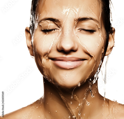 woman face with water drop photo