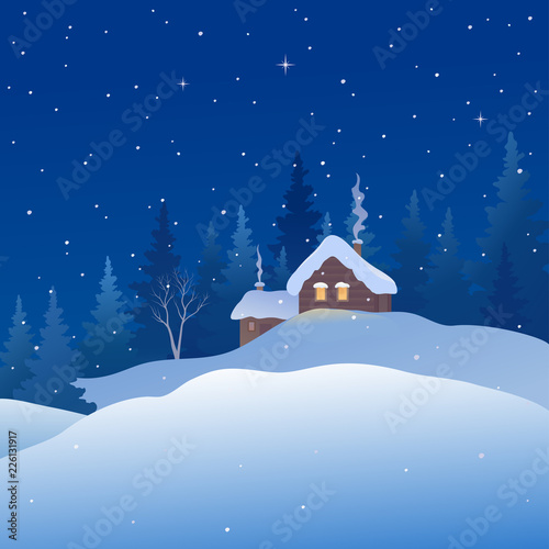 Christmas snowfall landscape
