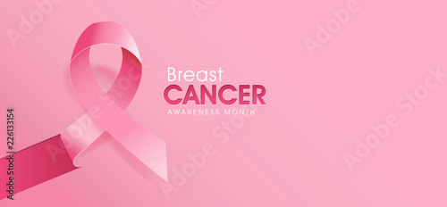 Breast cancer october awareness month pink ribbon poster background,vector illustration