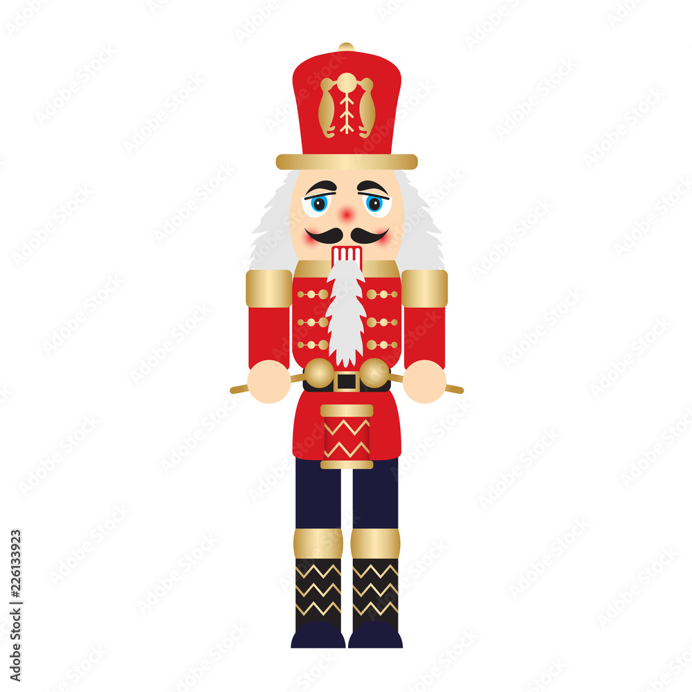 Fototapeta premium Vector illustration christmas nutcracker toy soldier traditional figurine isolated on white background