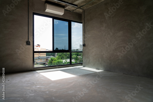 Interior industrial cement loft design concept modern home office © godshutter