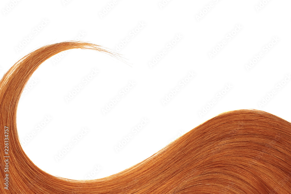 Red hair isolated on white background. Long wavy ponytail Red hair isolated on white background. Long wavy ponytail