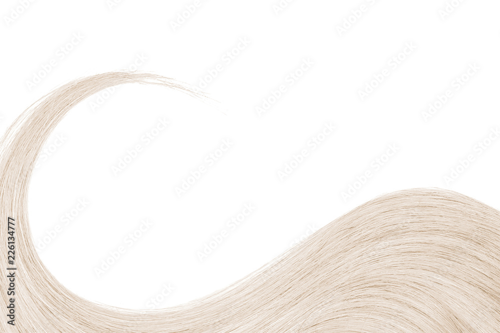 Gray hair isolated on white background. Long wavy ponytail Gray hair isolated on white background. Long wavy ponytail