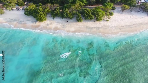 4K Aerial Drone top down footage of Beautiful tropical Island and beach - Stock Video photo