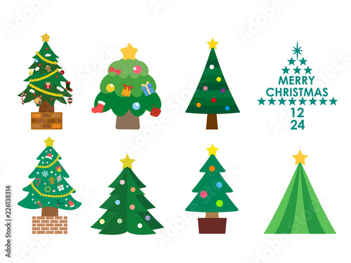 クリスマスツリーのイラストセット