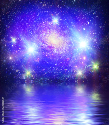 Galaxy Space and wave of water