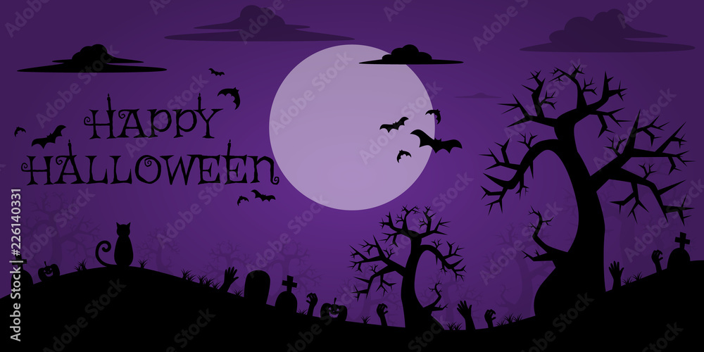 Happy Halloween silhouette background wallpaper for banner or poster
