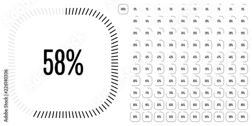 Set of rectangle percentage diagrams from 0 to 100 ready-to-use for web design, user interface (UI) or infographic - indicator with black